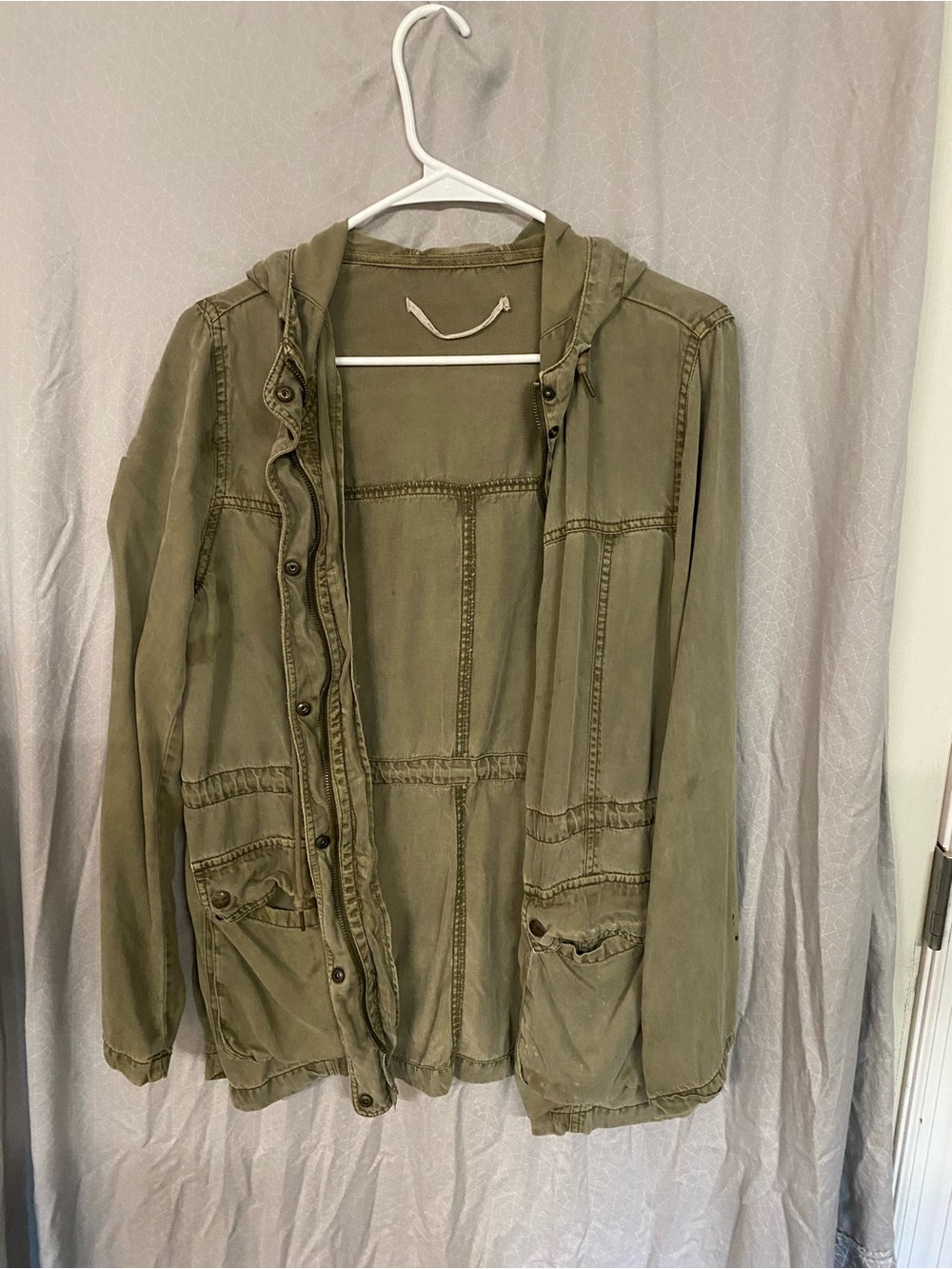 Max Jeans Olive Utility Hooded Jacket